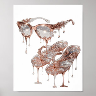Póster Motivo Artístico ROSE GOLD GLAMOUR Plateado con Es