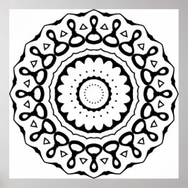 Póster Motivo de bucle en negrita Mandala con bordes esca
