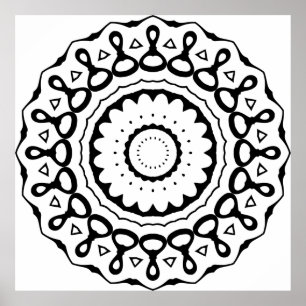 Póster Motivo de bucle en negrita Mandala con bordes esca