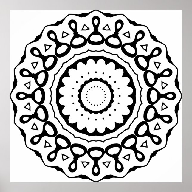 Póster Motivo de bucle en negrita Mandala con bordes esca (Frente)