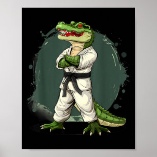 Póster Motivo de Cocodrilo de Karate Taekwondo Jiu-Jitsu