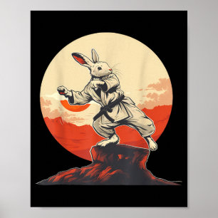 Póster Motivo de conejo de karate Taekwondo Jiu-Jitsu MMA