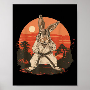Póster Motivo de conejo de karate Taekwondo Jiu-Jitsu MMA
