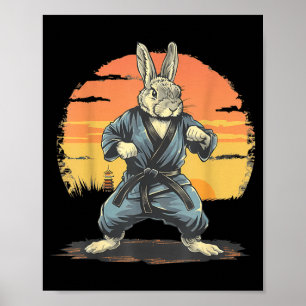 Póster Motivo de conejo de karate Taekwondo Jiu-Jitsu MMA