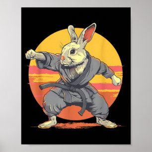 Póster Motivo de conejo de karate Taekwondo Jiu-Jitsu MMA