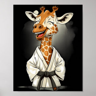 Póster Motivo de jirafa de karate Taekwondo Jiu-Jitsu Mma