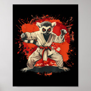 Póster Motivo de lémur de karate Taekwondo Jiu-Jitsu MMA