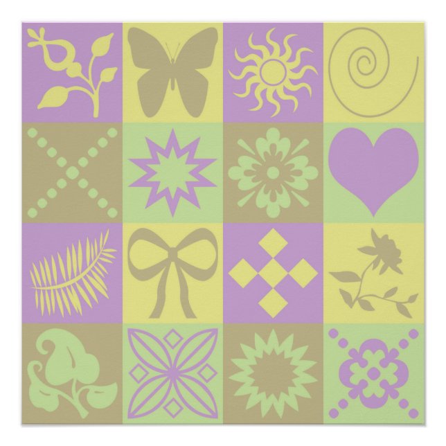 Póster Motivo de Patrón de Patchwork de Pastel (Anverso)