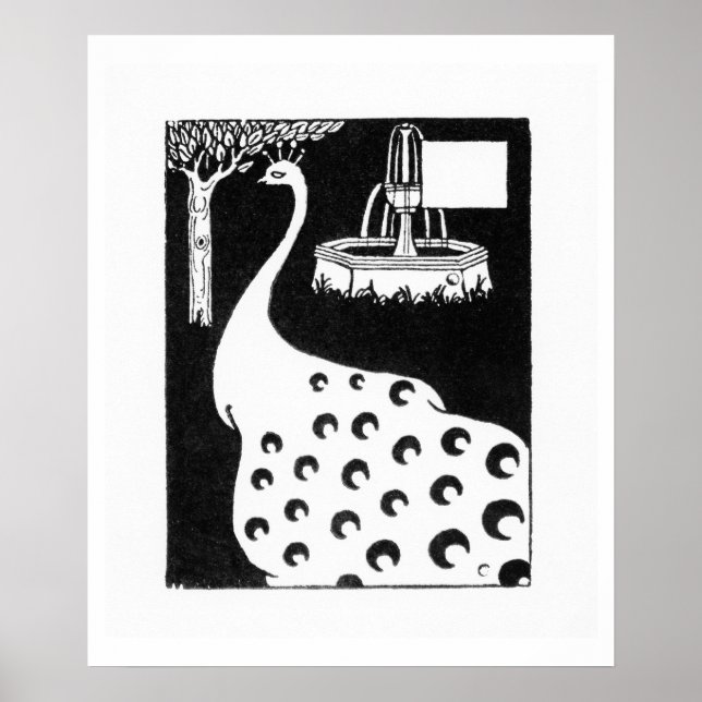 Póster Motivo de pavo real, de "Le Morte d'Arthur" (litho (Frente)