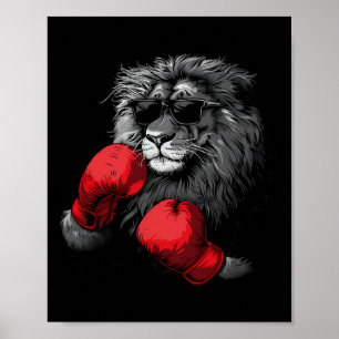Póster Motivo de retrato de león boxeador vida silvestre