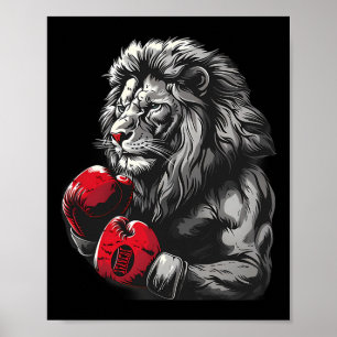 Póster Motivo de retrato de león boxeador vida silvestre