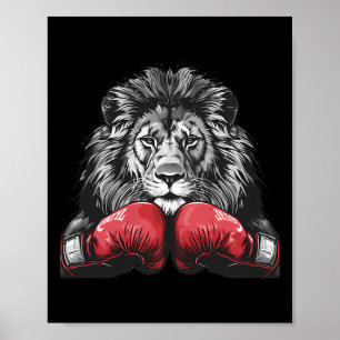 Póster Motivo de retrato de león boxeando Fauna aficionad