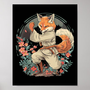 Póster Motivo de zorro de karate Taekwondo Jiu-jitsu Mma 