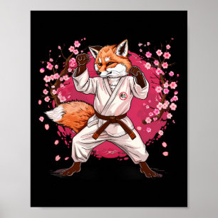 Póster Motivo de zorro de karate Taekwondo Jiu-jitsu Mma