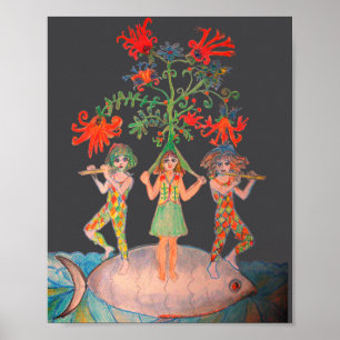 Póster Motivo del Árbol de la Vida