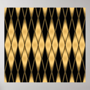 Póster Motivo del diamante: elegante patrón oro-negro.