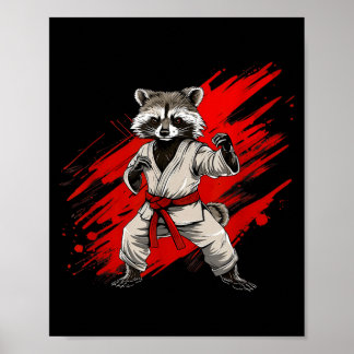 Póster Motivo Mapache de Karate Taekwondo Jiu-Jitsu Mma