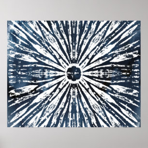 Póster Motivo Radial de Tinta añil