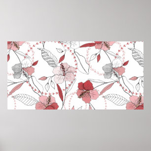 Póster Motivos botánicos. Patrón de flores sin soldadura