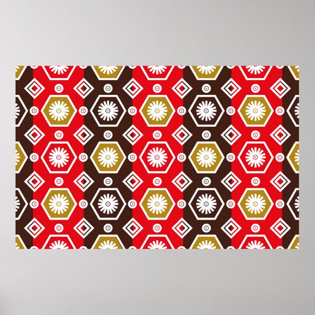 Póster Motivos de batik indonesio con un plan muy distint (Frente)
