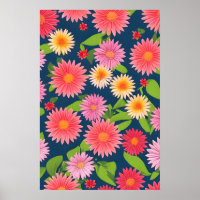 motivos de flores rosas, estilo retro