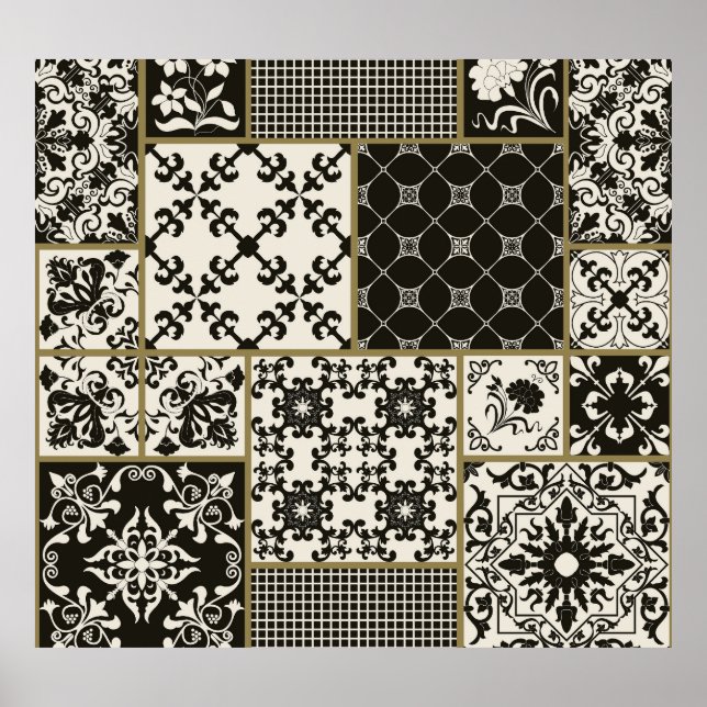 Póster Motivos islámicos azules de mallica. (Frente)