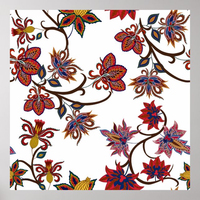 Póster Motivos orientales. Patrón sin foco con belleza (Frente)