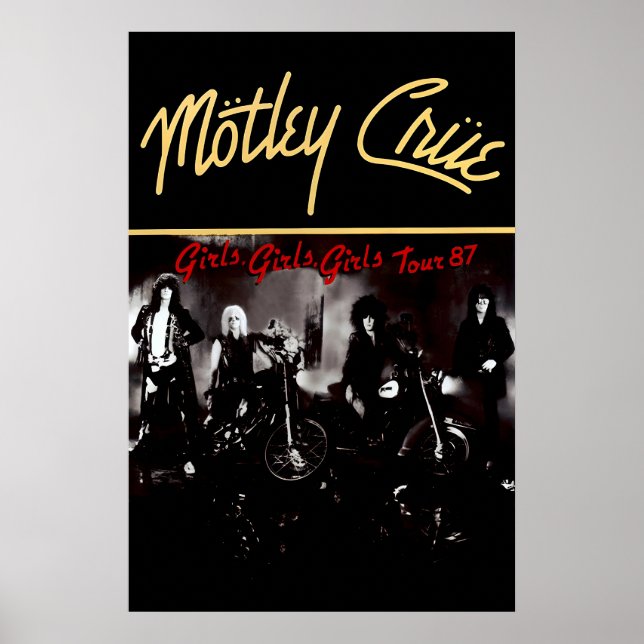 Póster Motley Crue Girls, Girls 1987 Tour Poster Print (Frente)