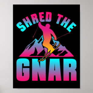 Póster Moto de esquí retro 9080 Juego de esquí Shred The