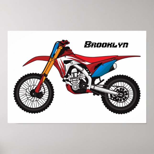 Póster Moto de moto de tierra roja (Frente)