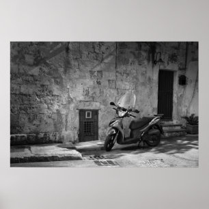 Póster Moto en blanco y negro
