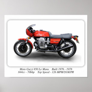Póster Moto Guzzi 850 Le Mans 1976 Motorcycle - A3 Size