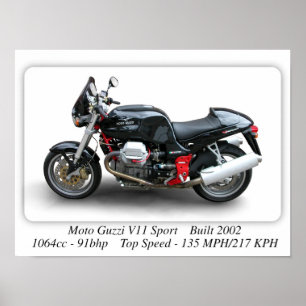 Póster Moto Guzzi V11 Sport Motorcycle - A3 Size Print