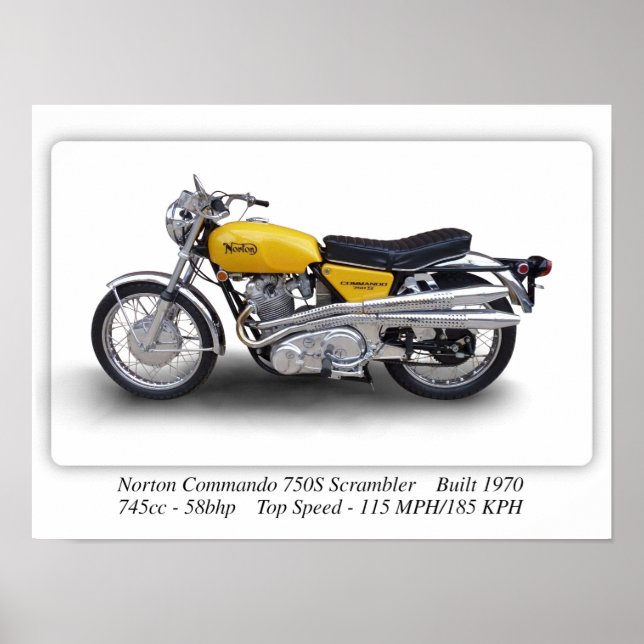 Póster Moto Scrambler de Norton Commando 750 - A3 (Frente)