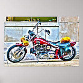 Póster Motocicleta americana fuera del Café HDR Poster