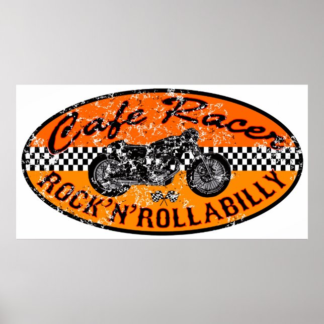 Póster Motocicleta Cafe Racer (Frente)