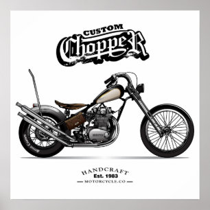 Póster Motocicleta Chopper Personalizado Vintage