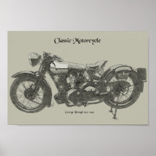 Póster Motocicleta clásica de la vieja escuela de los año