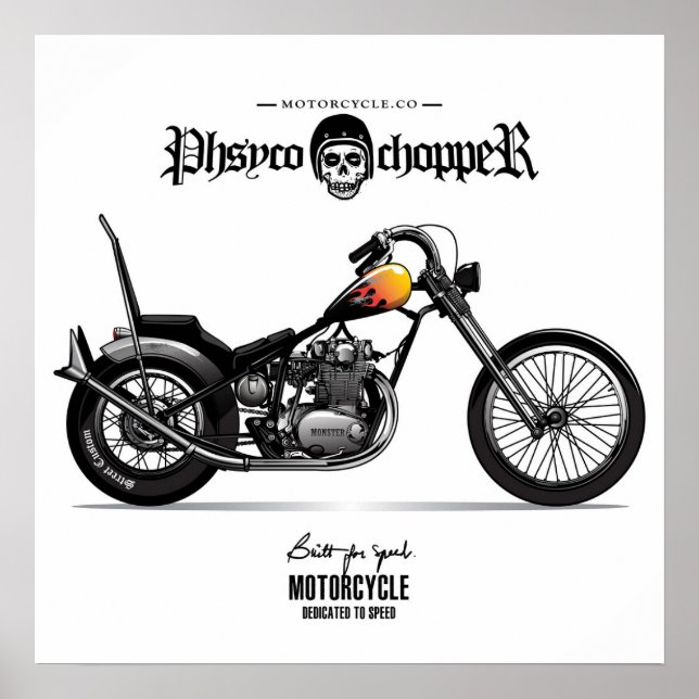 Póster Motocicleta de Chopper de Physco (Frente)