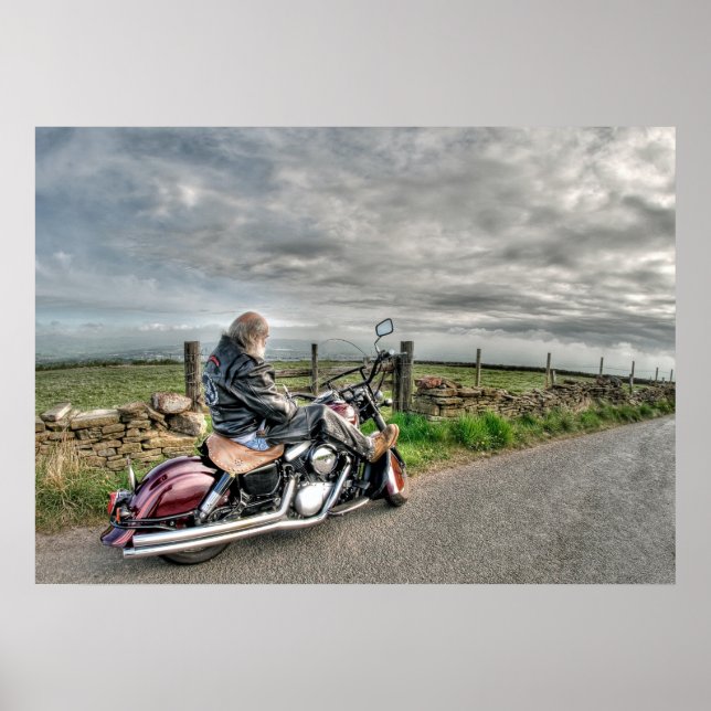 Póster Motocicleta de ciclismo de más edad fabricada en E (Frente)