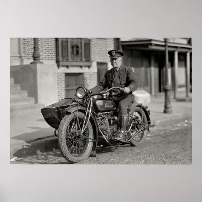 Póster MOTOCICLETA DE LA POLICÍA ESTATAL COP c. 1923 (Frente)
