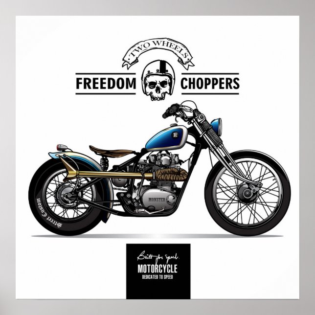 Póster Motocicleta del helicóptero de la libertad de cose (Frente)