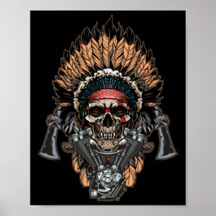 Póster Motocicleta del jefe indígena nativo americano