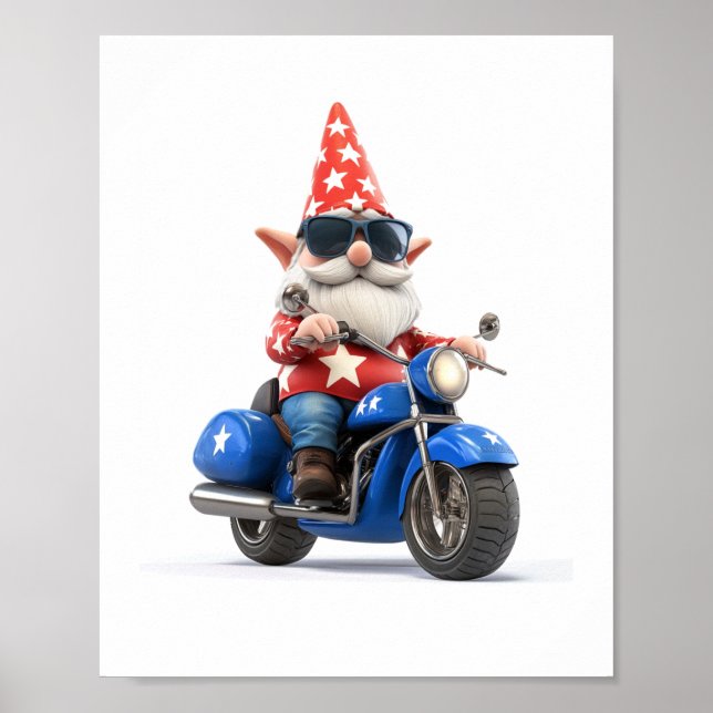 Póster Motocicleta estadounidense de Gnome (Frente)