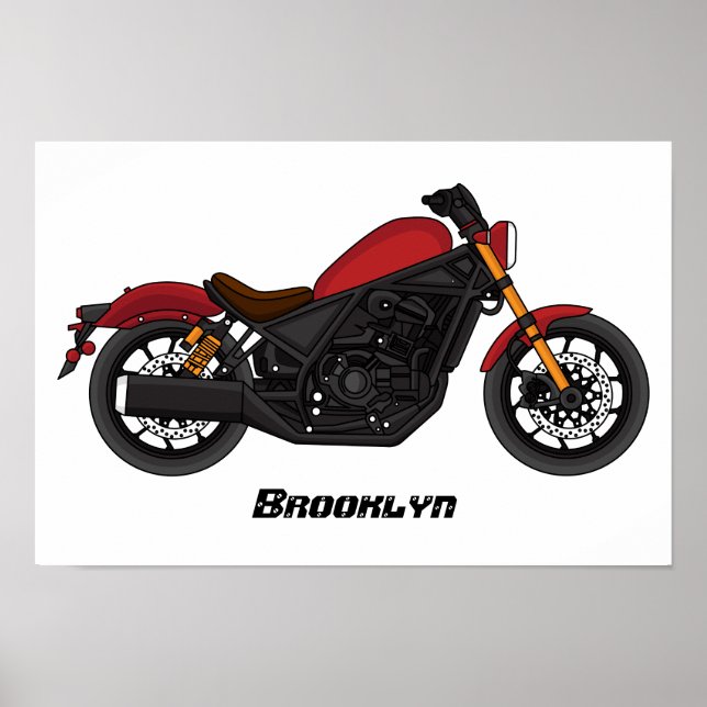 Póster motocicleta estilo crucero Guay (Frente)