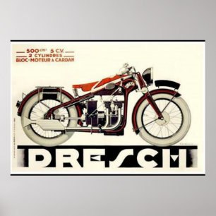 Póster Motocicleta francesa vintage de 500 cc