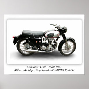 Póster Motocicleta G50 construida en 1960 sin igual - A3