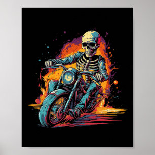 Póster Motocicleta Halloween Vestido Biker