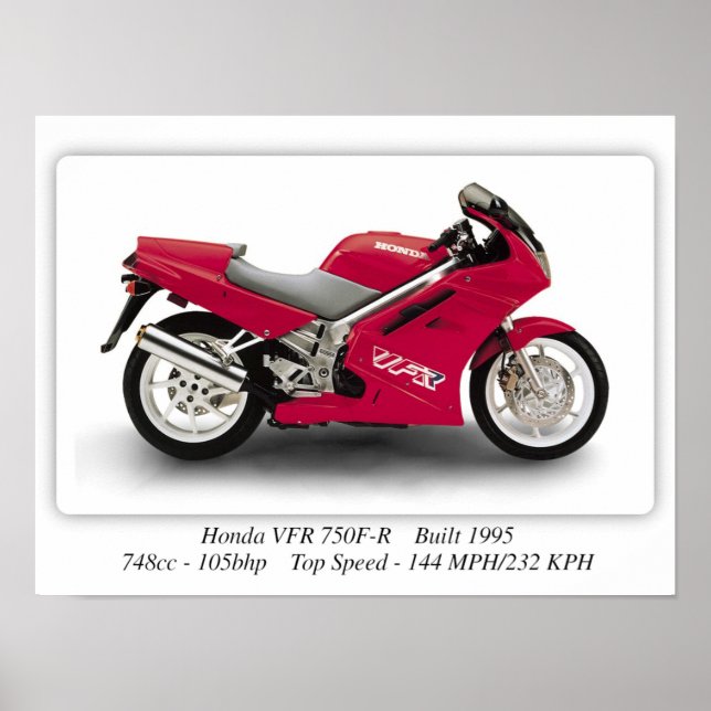 Póster Motocicleta Honda VFR 750F-R - A3 (Frente)