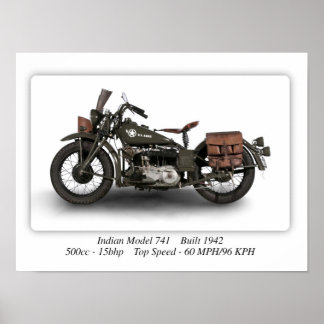 Póster Motocicleta india modelo 741 WW2 - A3